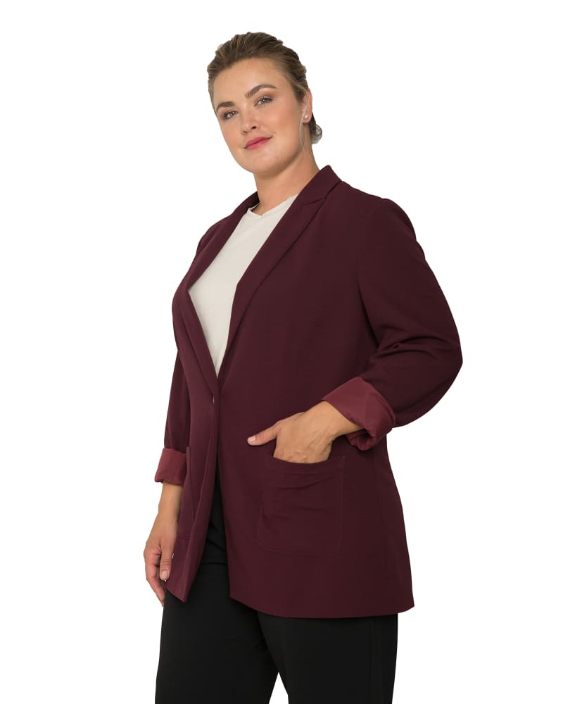Burgundy blazer womens plus size outlet